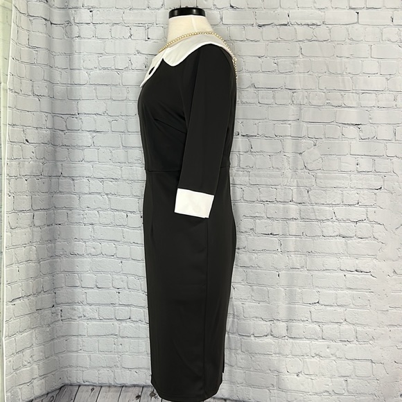 ✨Retro 3/4 sleeve, pencil dress Black&White 🖤🤍 - Picture 2 of 7